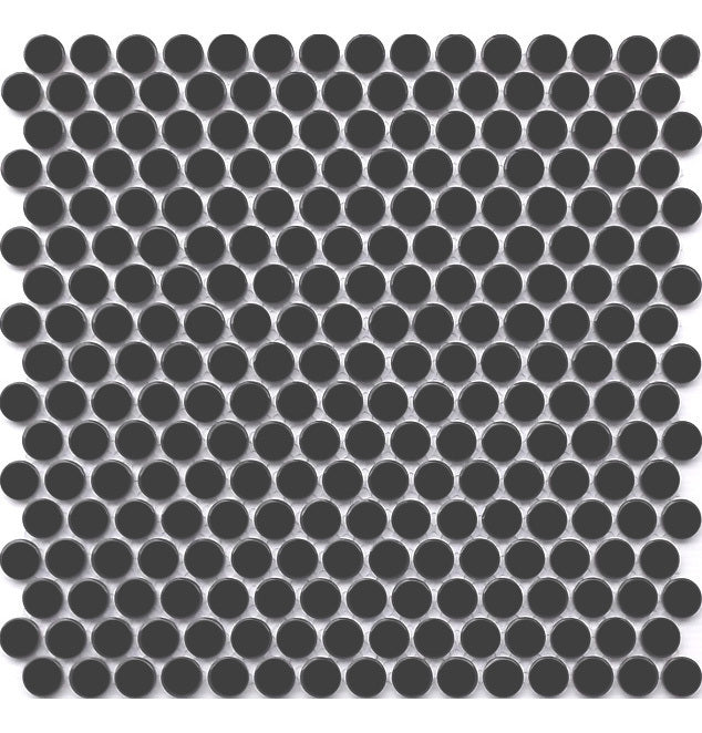 Penny Round Mosaic Matt Black 309x315mm