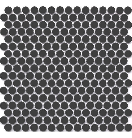 Penny Round Mosaic Matt Black 309x315mm