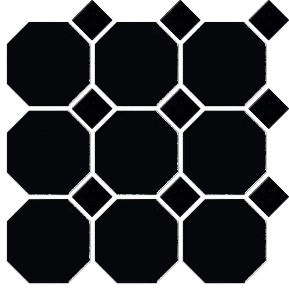 Octagonal Matt Black and Gloss Dot 297x297mm