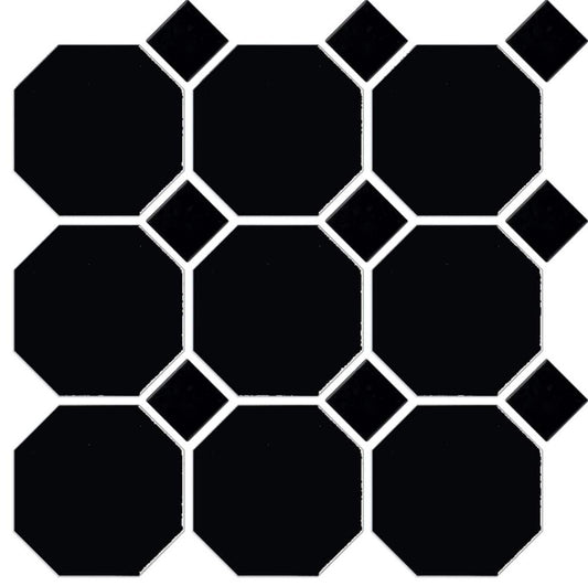 Octagonal Matt Black and Gloss Dot 297x297mm