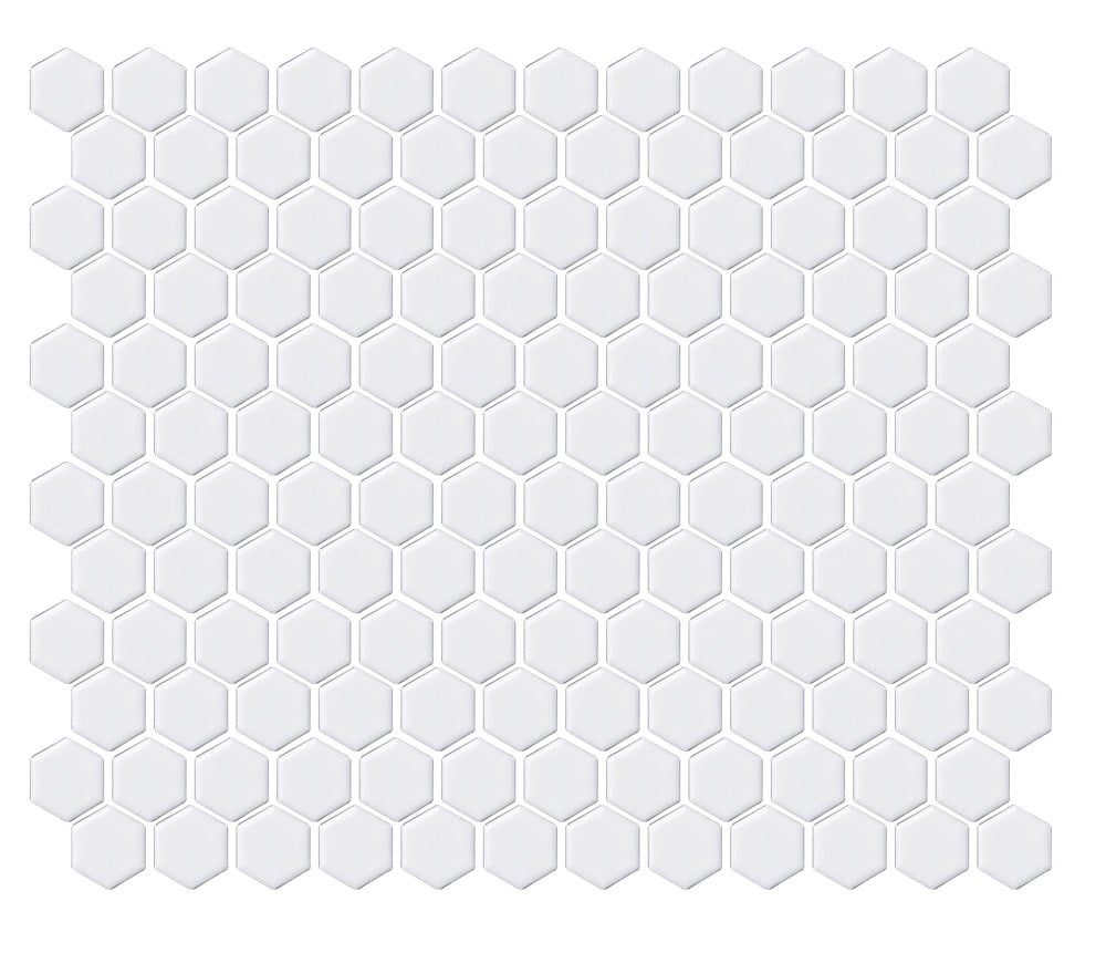 23mm Hexagon Mosaic Matt White