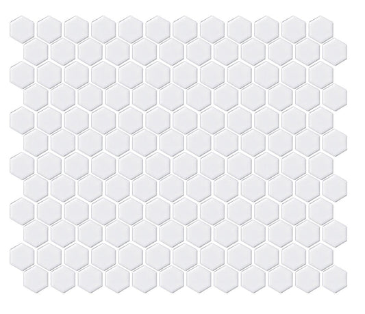 23mm Hexagon Mosaic Matt White
