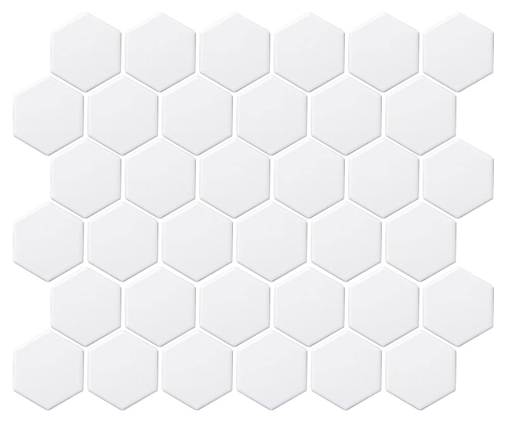 51mm Hexagon Mosaic Matt White