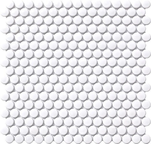 Penny Round Mosaic Gloss White 309x315mm