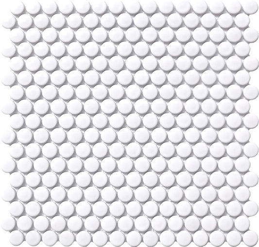 Penny Round Mosaic Gloss White 309x315mm