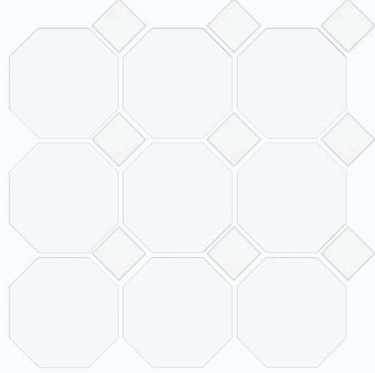 Octagonal Matt White and Gloss Dot 297x297mm