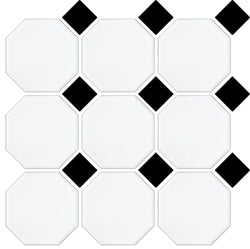 Octagonal Matt White and Matt Black Dot 297x297mm