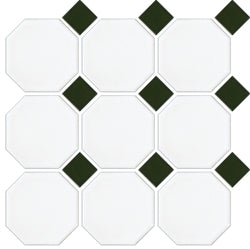 Octagonal Matt White and Matt Green Dot 297x297mm